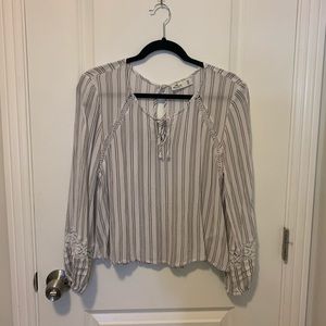Hollister Stripe Blouse with Lace Details